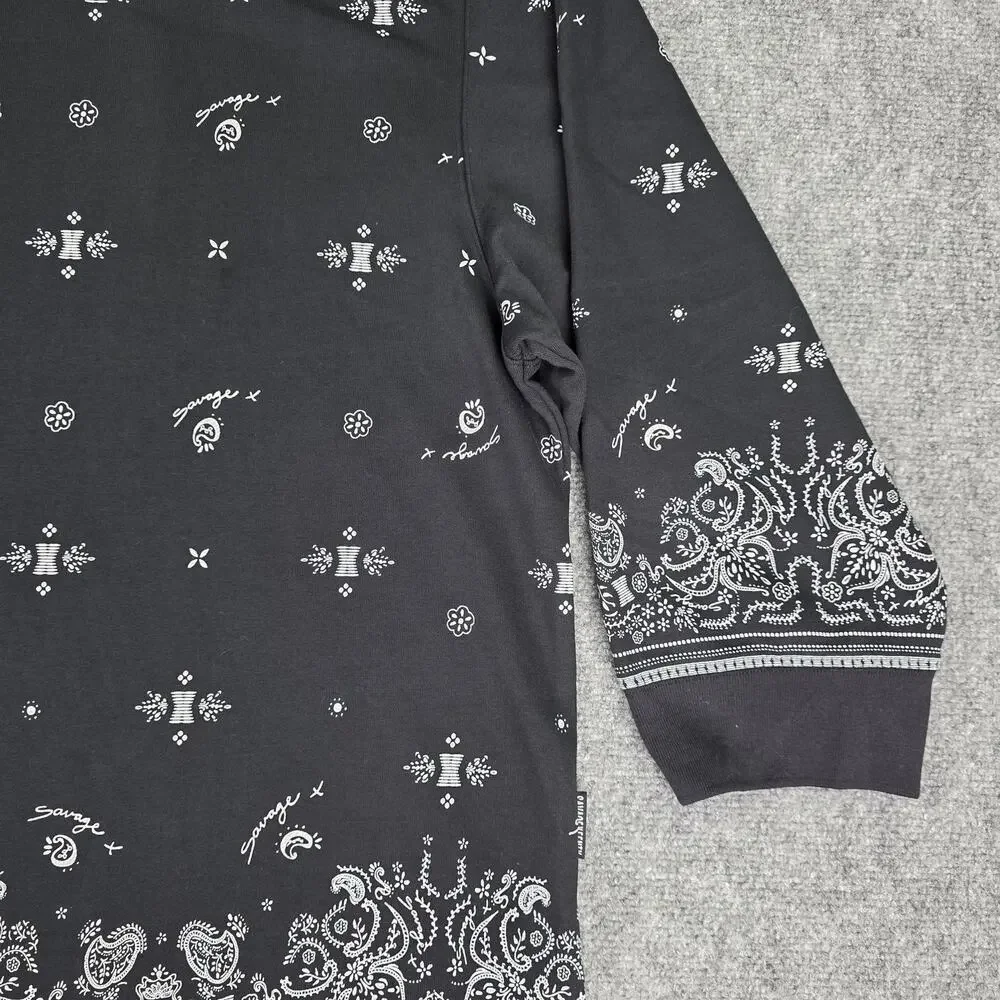 Savage X Fenty Shirt Womens 4X Black Bandana Paisley Long Sleeve Polo Top - Picture 14 of 16